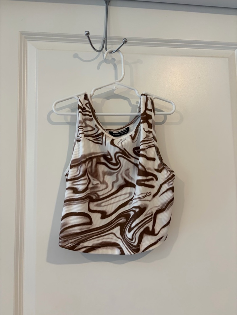 SHEIN Brown Marble Print Crop Tank Size M – Y2K Aesthetic